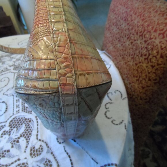 Brahmin “Katie” Pastel Multi-Color Melbourne Croc-Embossed Leather Shoulder Bag - Picture 8 of 16